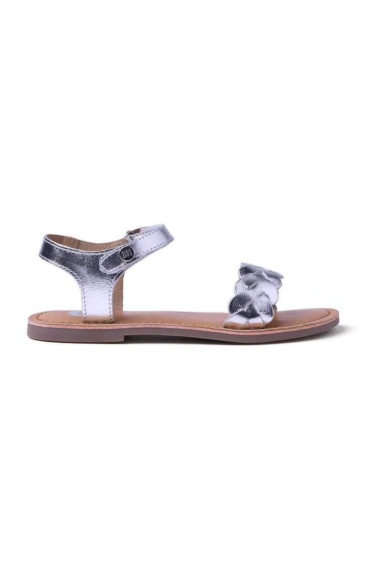 Sandale din piele cu velcro - Argintiu