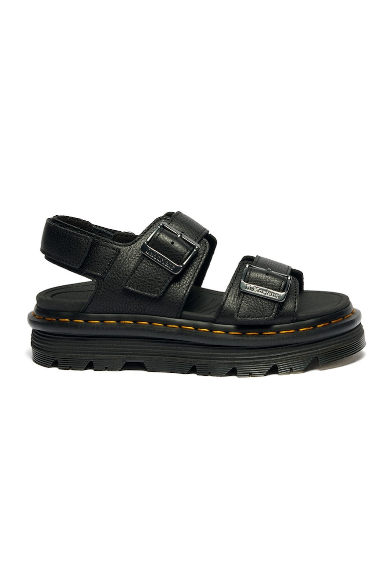 Sandale din piele cu talpa flatform si catarame ZebZag - Negru