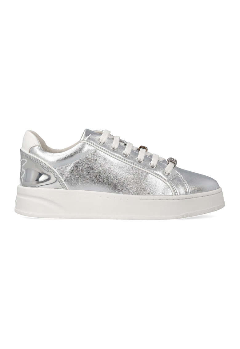 Pantofi sport din piele cu logo Iris Laminated - Alb murdar/Argintiu