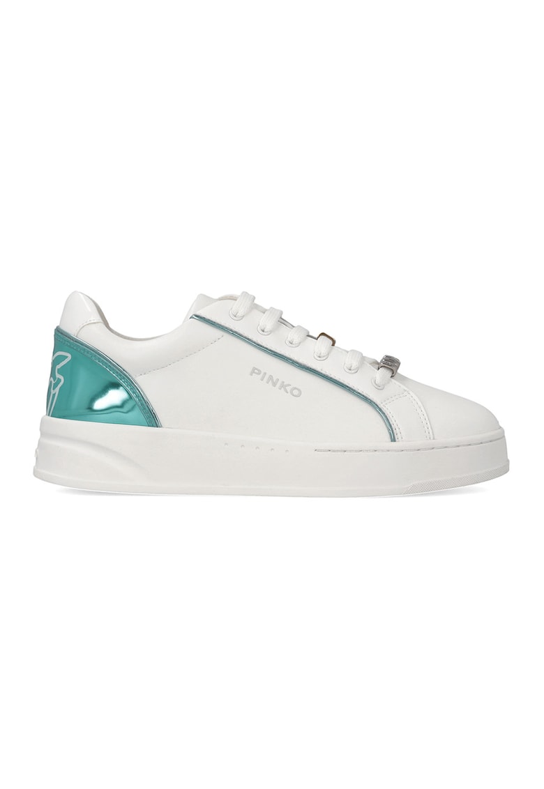 Pantofi sport low-cut din piele Iris - Alb murdar/Albastru petrol