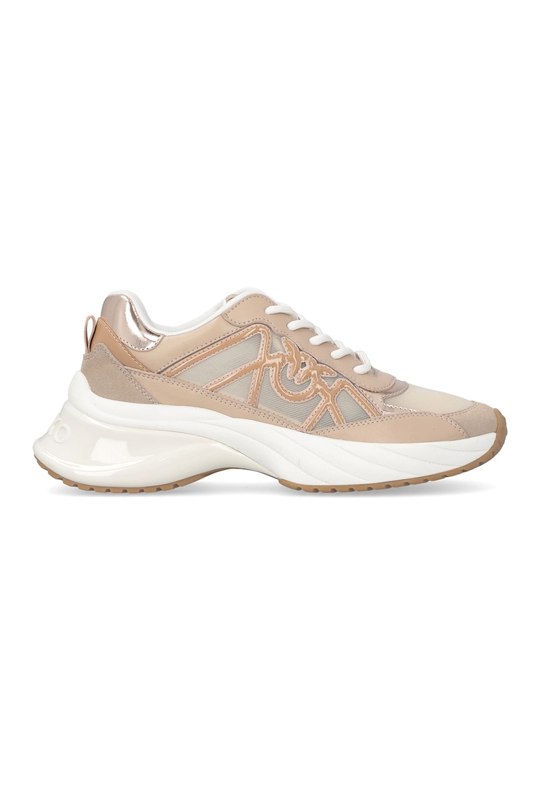 Pantofi sport wedge cu insertii din piele Ariel - Alb murdar/Bej deschis
