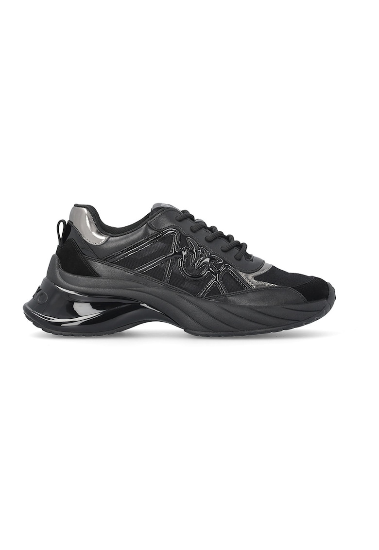 Pantofi sport wedge cu insertii din piele Ariel - Negru