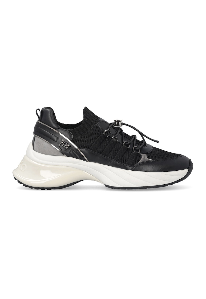 Pantofi sport cu segmente din piele ecologica Ariel - Negru/Alb murdar