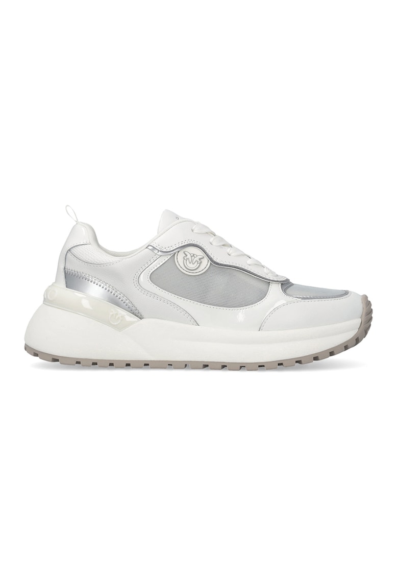 Pantofi sport cu segmente din piele si logo Gem - Gri deschis/Alb optic