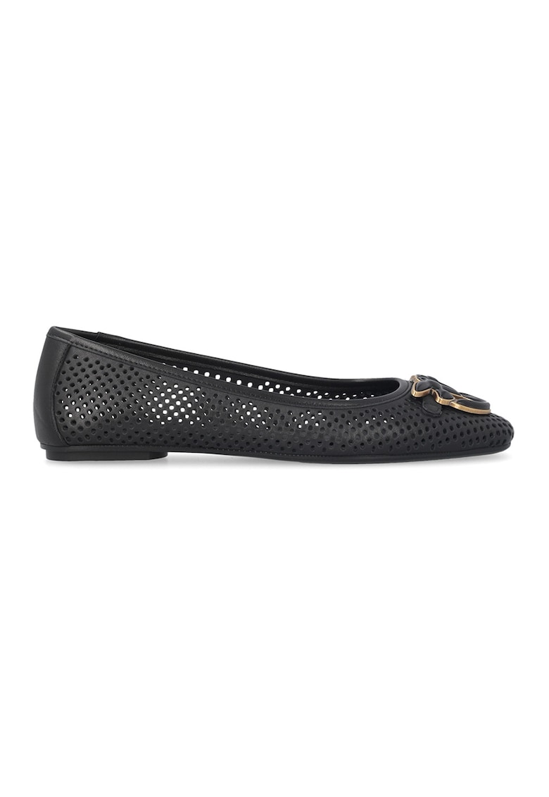 Balerini din piele cu aspect perforat - pentru balet Max - Auriu/Negru