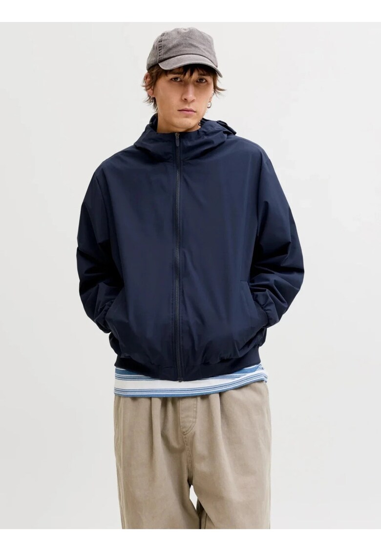 Jacheta barbati - subtire cu gluga si buzunare oblice - Bleumarin inchis