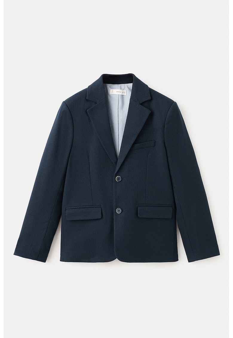 Sacou cu model uni si buzunare cu clapa - Bleumarin