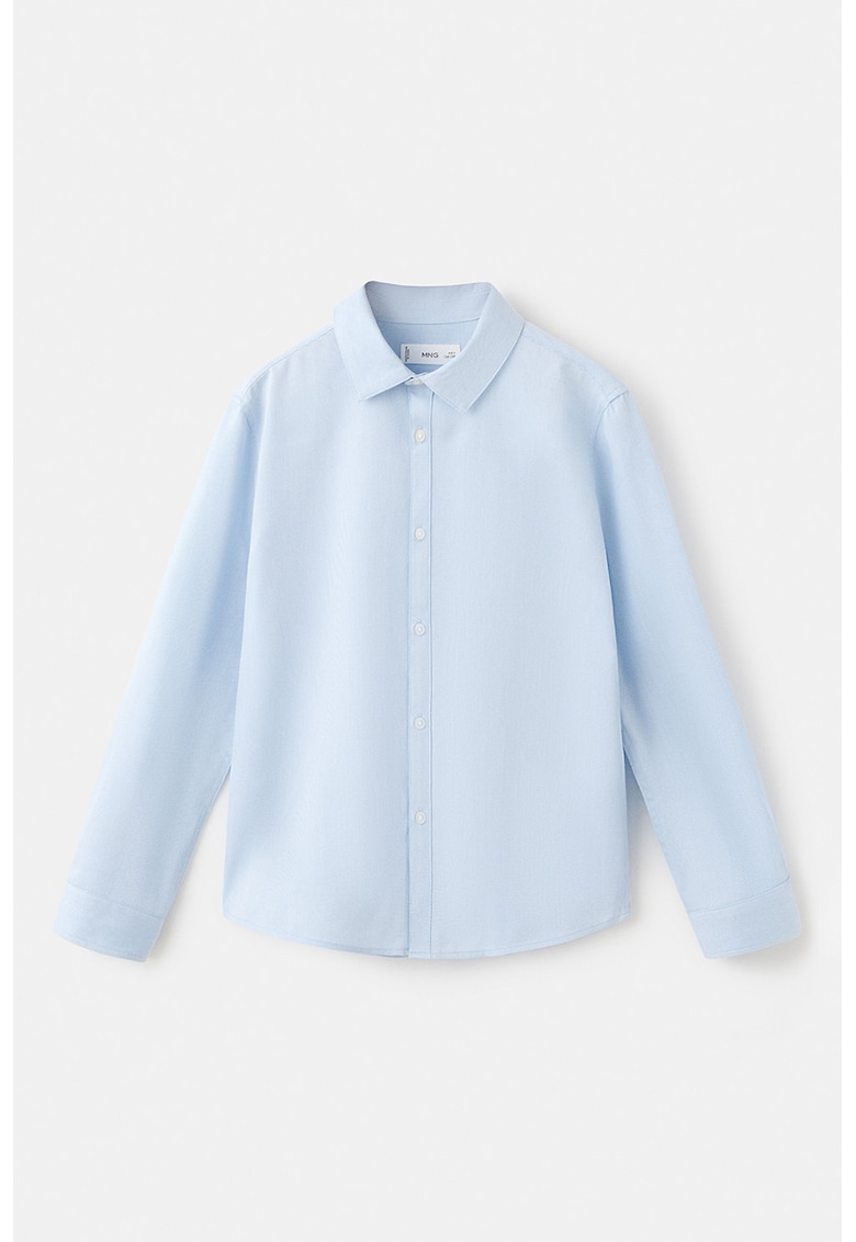 Camasa din bumbac pique cu guler clasic - Albastru pastel