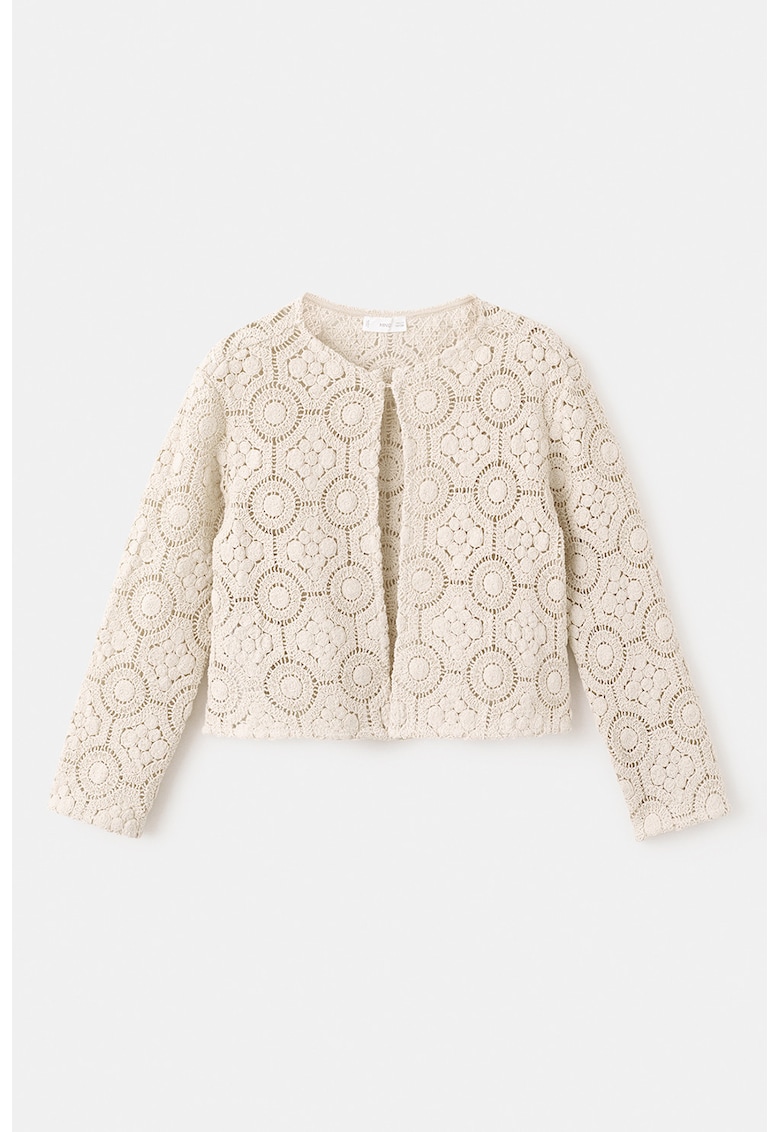 Cardigan tricotat cu model cu perforatii - Maro deschis