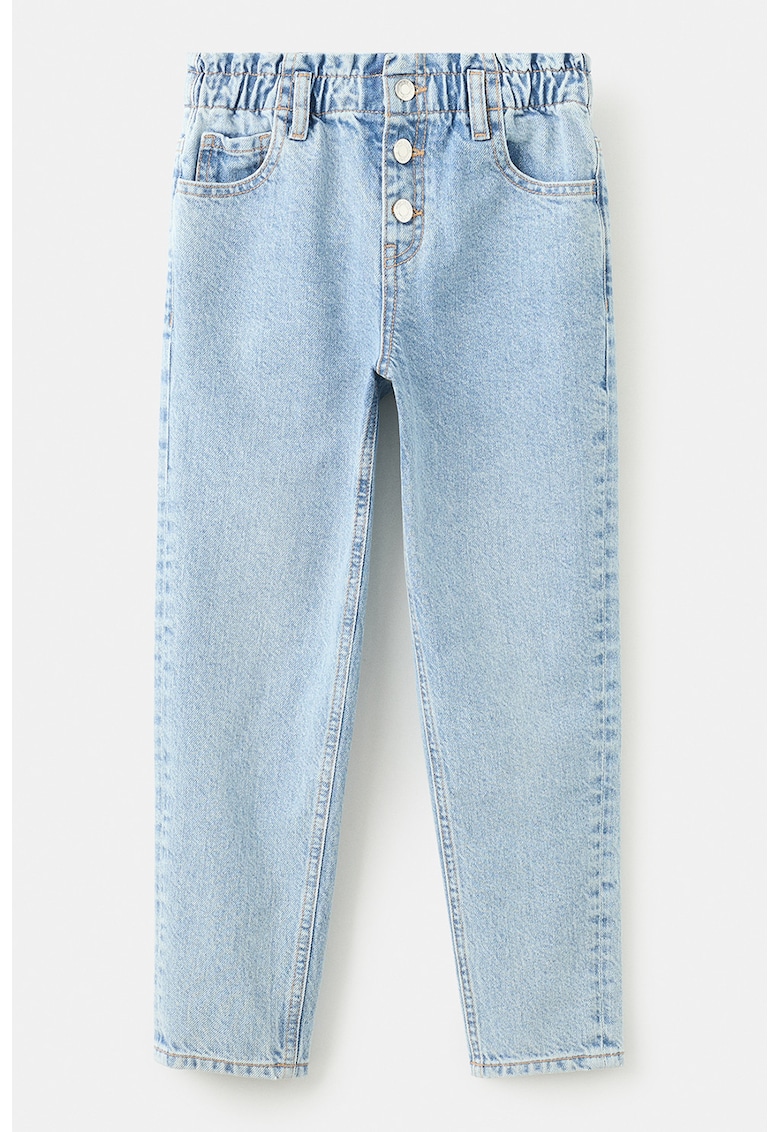 Blugi conici cu talie elastica - Albastru pastel