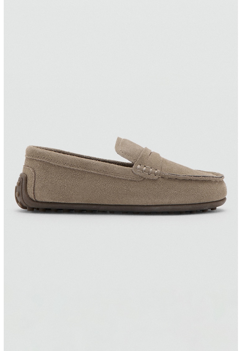 Mocasini de piele intoarsa - Maro taupe