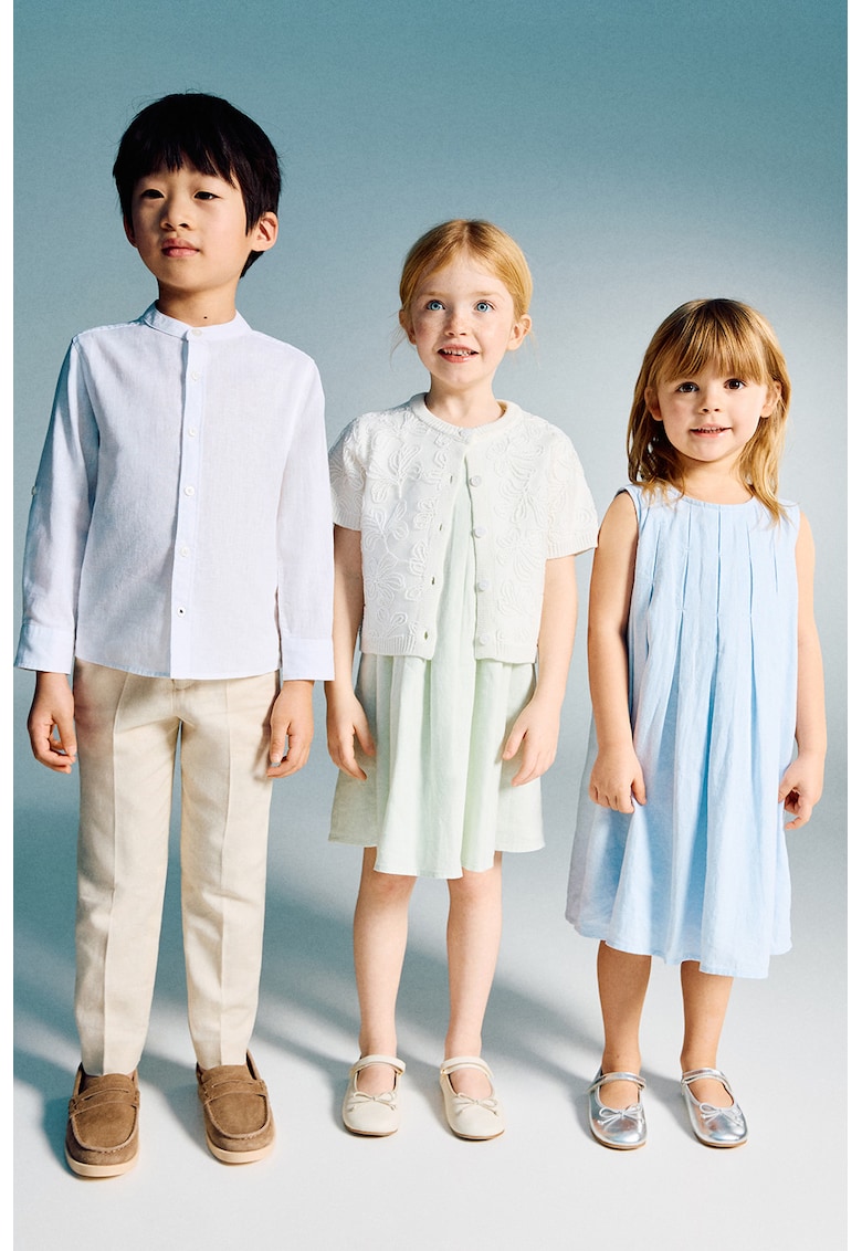 Pantaloni din amestec de in - Bej deschis
