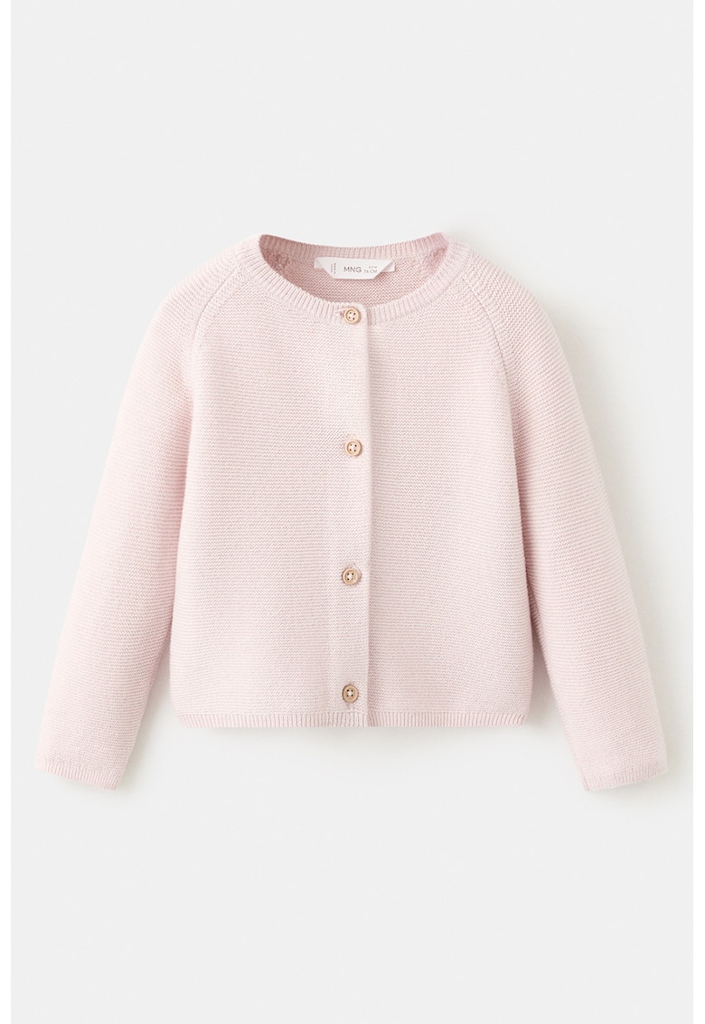 Cardigan cu nasturi si maneci raglan - Roz pastel