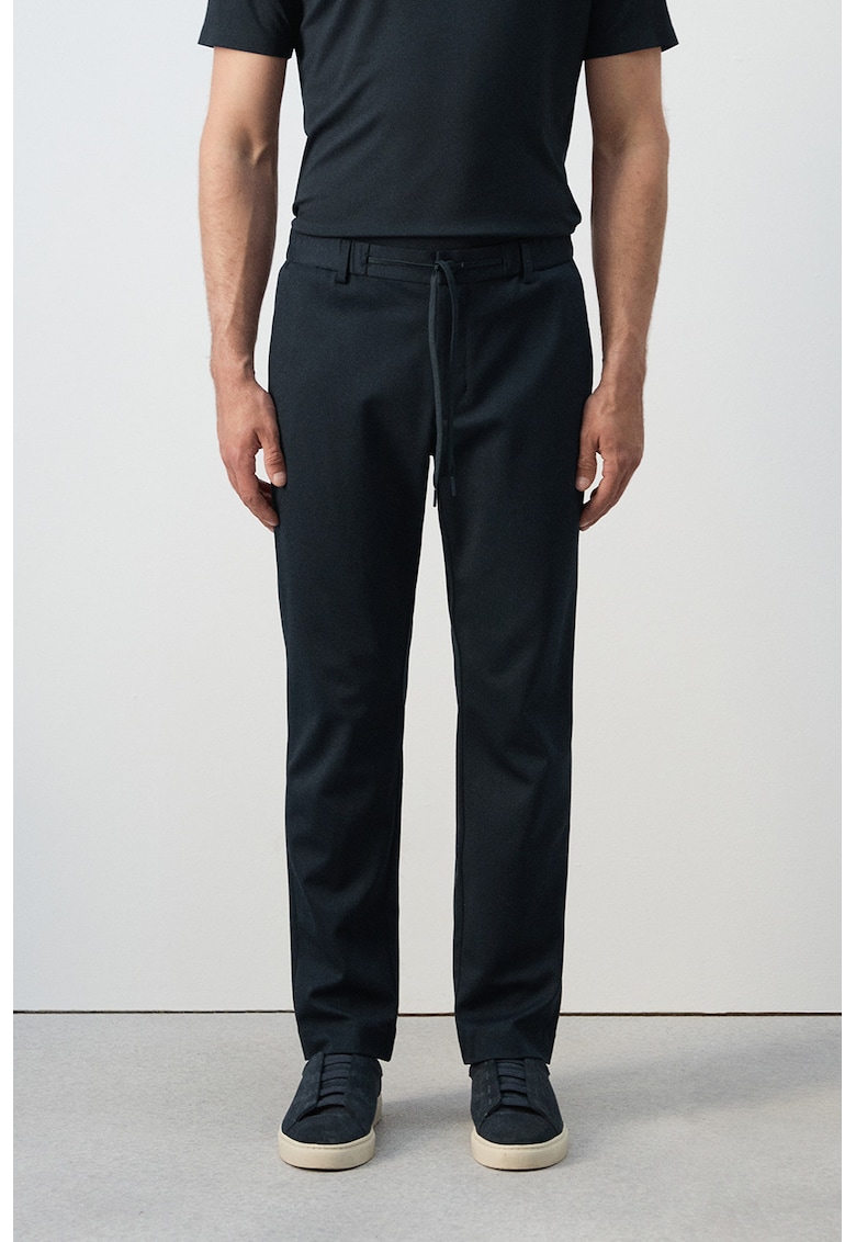 Pantaloni slim fit din amestec de lana - Albastru ultramarin