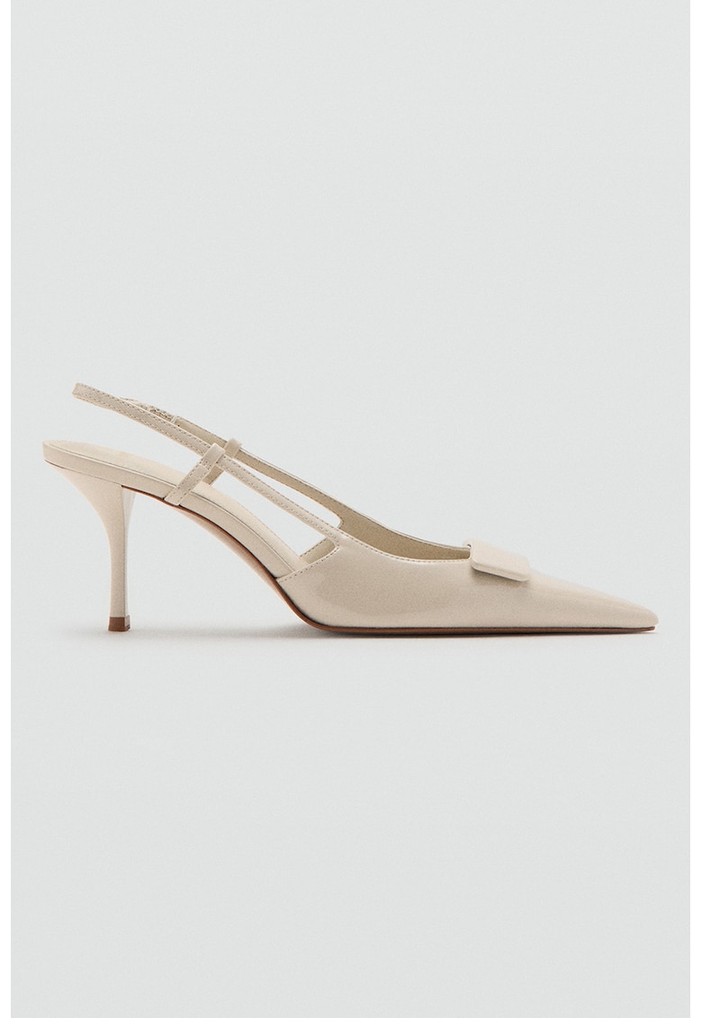 Pantofi slingback cu aspect lacuit - Bej deschis