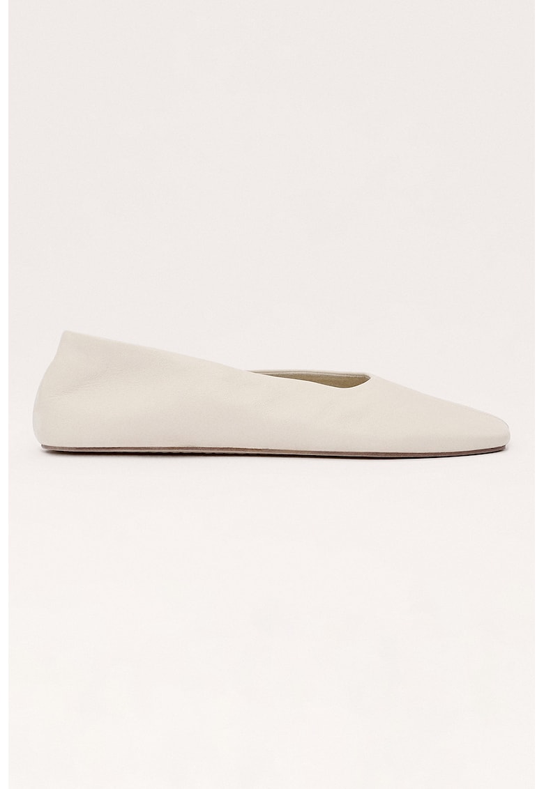 Pantofi de piele cu talpa plata - Bej deschis