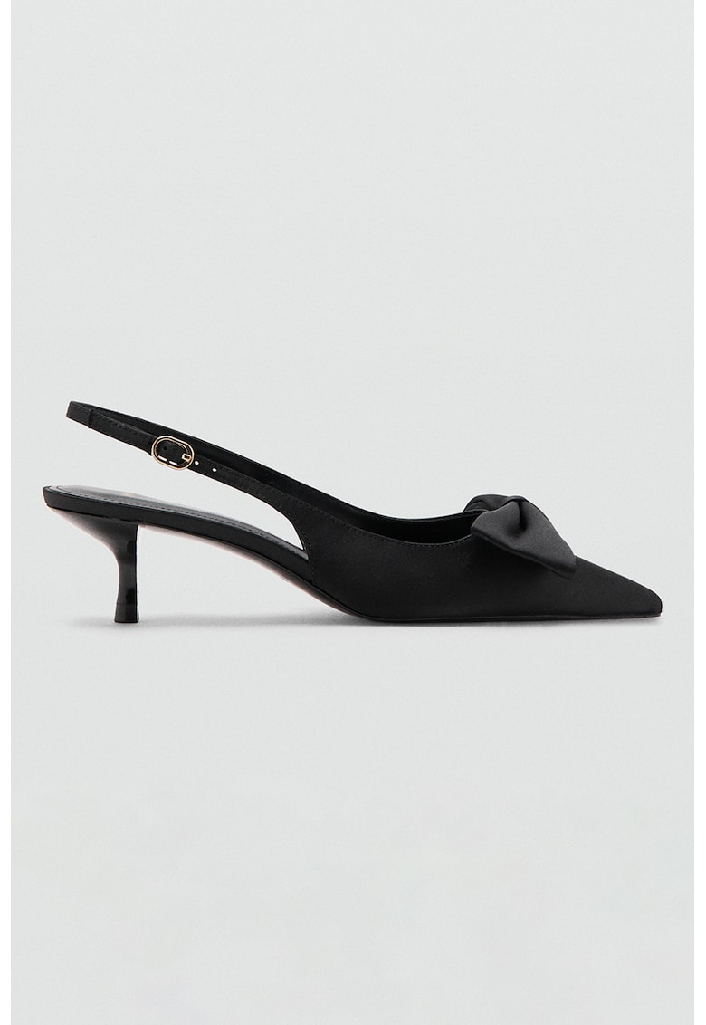 Pantofi slingback din material textil cu toc kitten - Negru