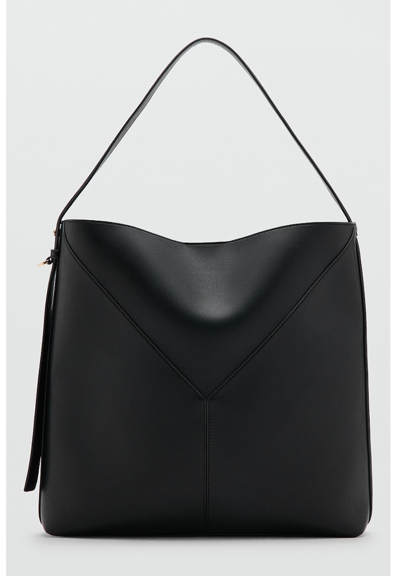 Geanta bucket de piele ecologica - Negru