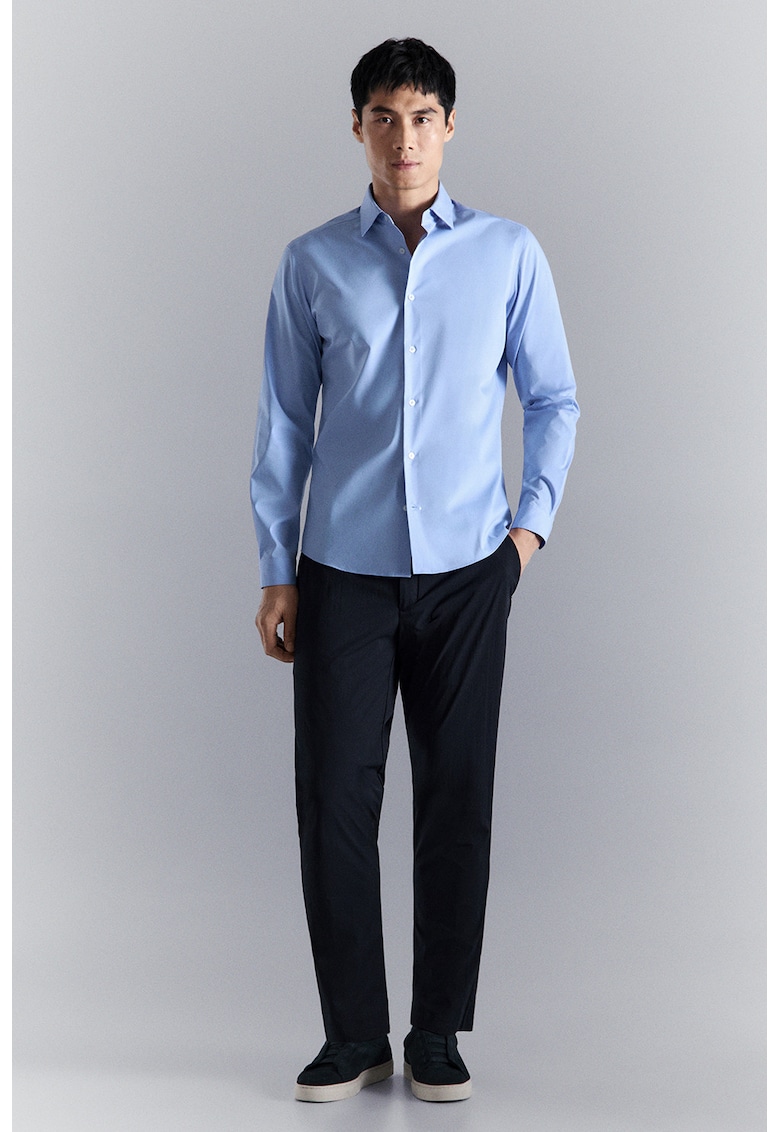 Camasa regular fit din amestec de bumbac - Albastru pastel