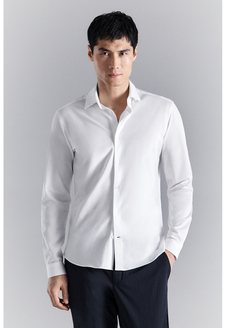 Camasa slim fit din amestec de bumbac - Alb