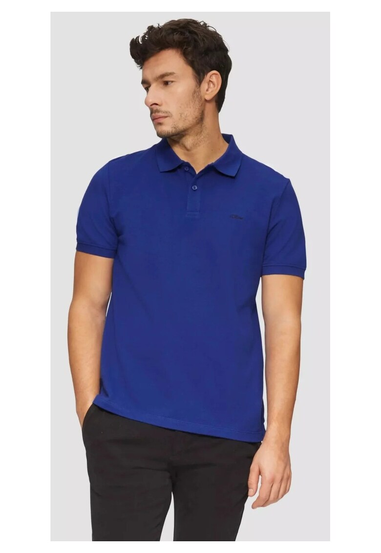 Tricou polo barbati - din bumbac cu croiala Regular Fit - logo - Albastru inchis - Albastru inchis