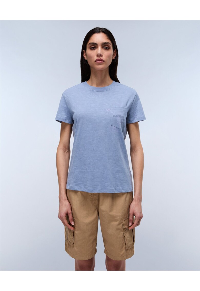 Tricou din bumbac cu buzunar aplicat Eclair