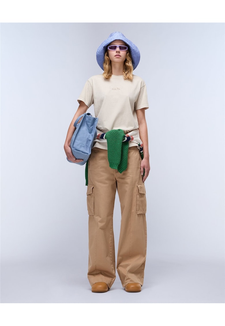 Tricou din bumbac cu maneci cazute Azure - Bej