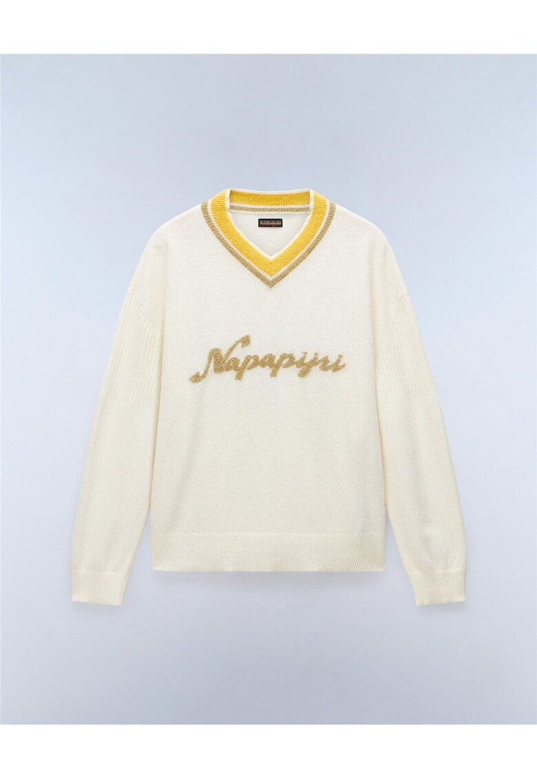 Pulover din amestec de lana cu decolteu in V Malez