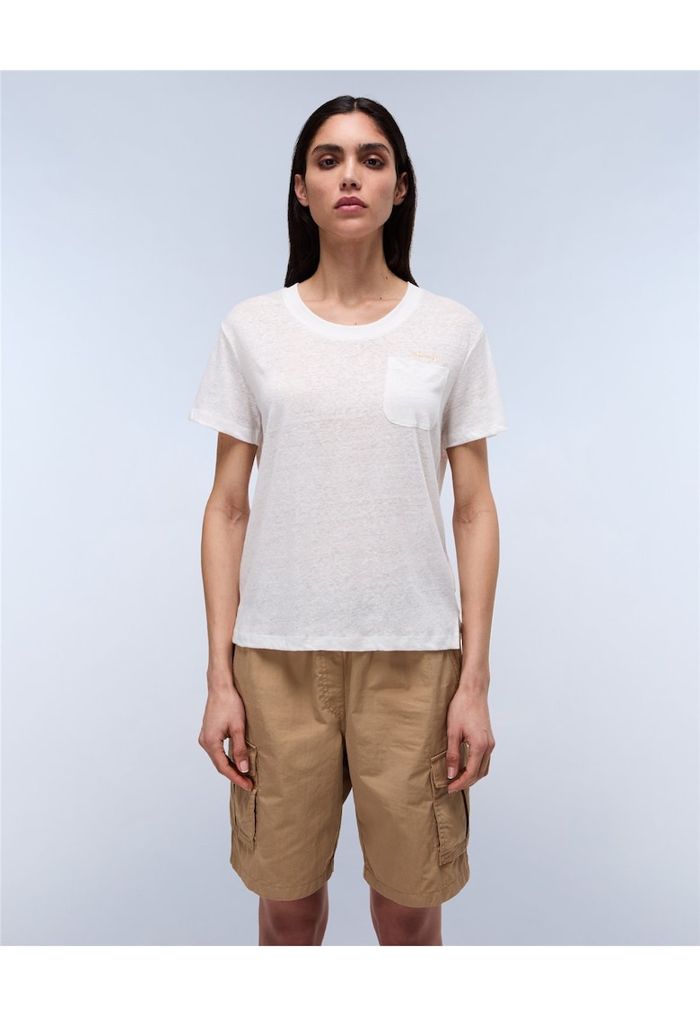 Tricou din in cu terminatie asimetrica Ete -