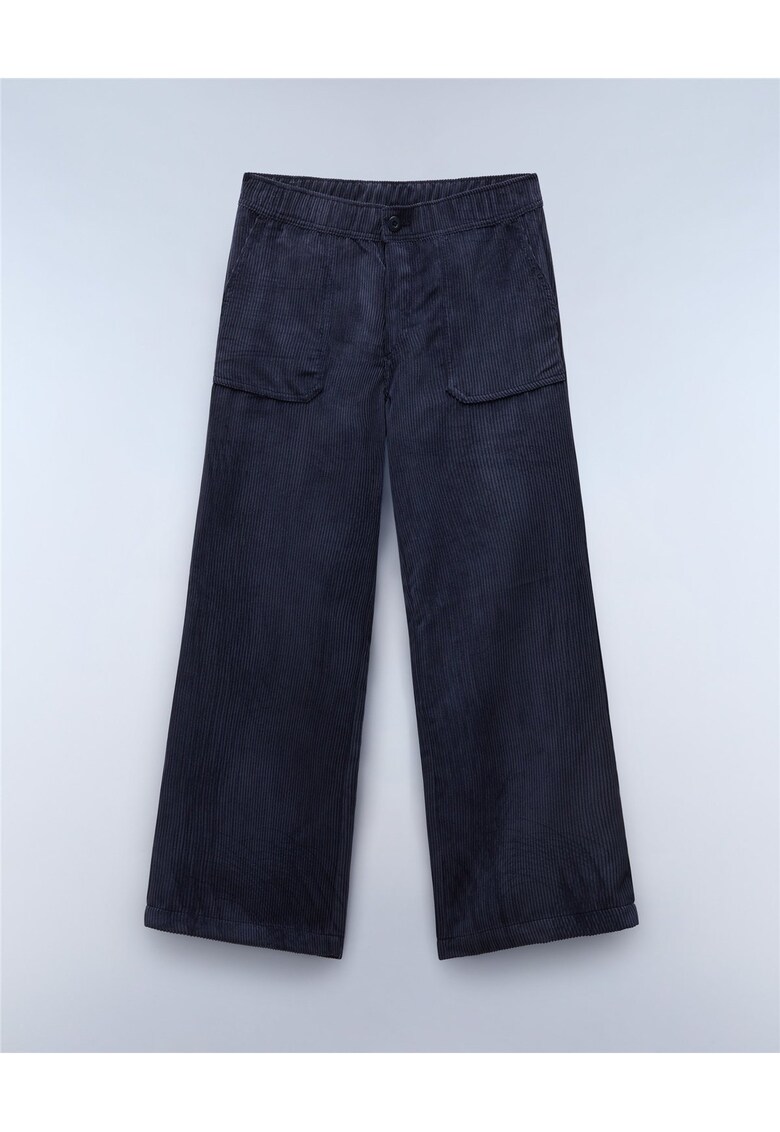 Pantaloni evazati din reiat cu talie elastica Laye -