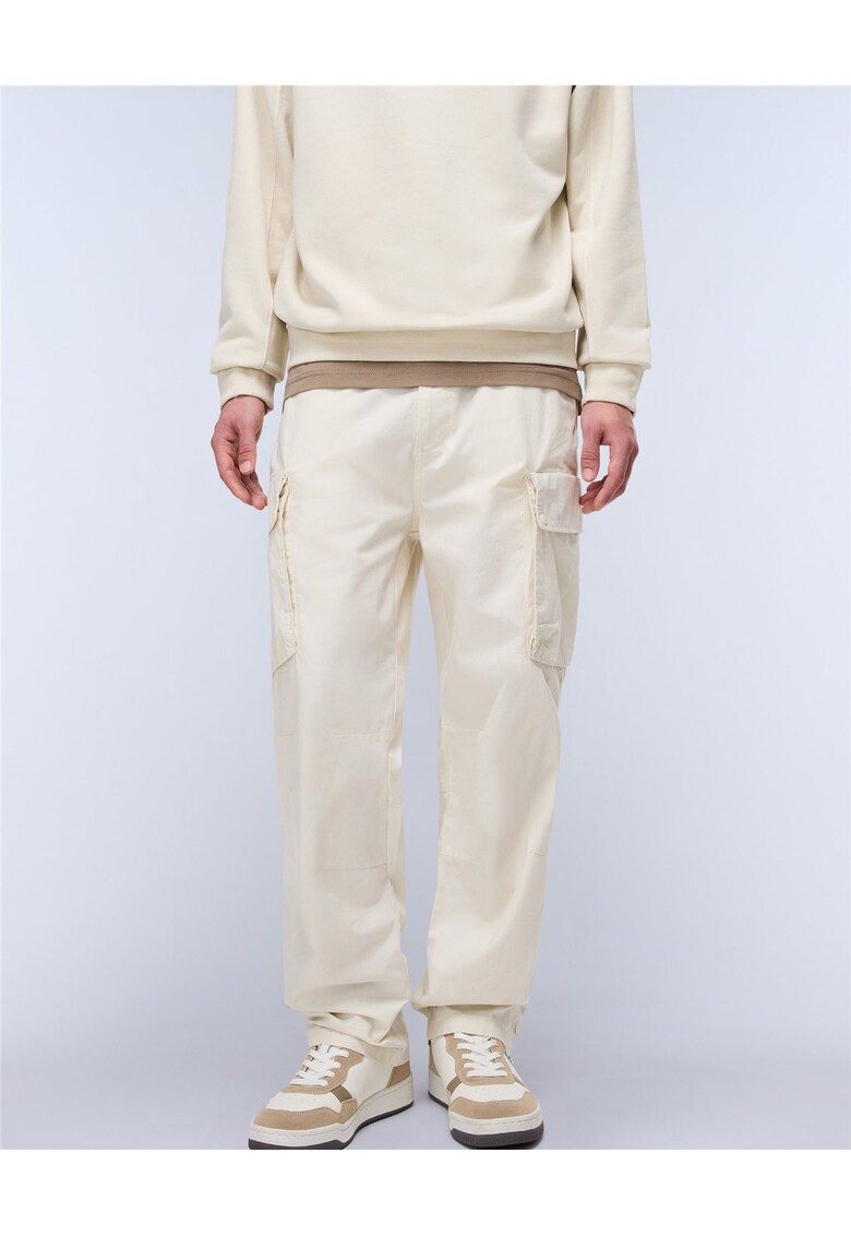 Pantaloni cargo din bumbac Tures - Alb murdar