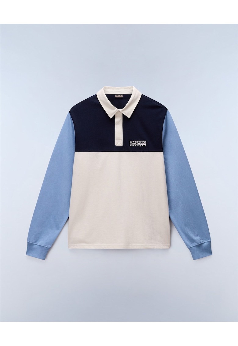 Bluza cu guler polo Mont Jersey - Alb murdar/Albastru deschis/Bleumarin