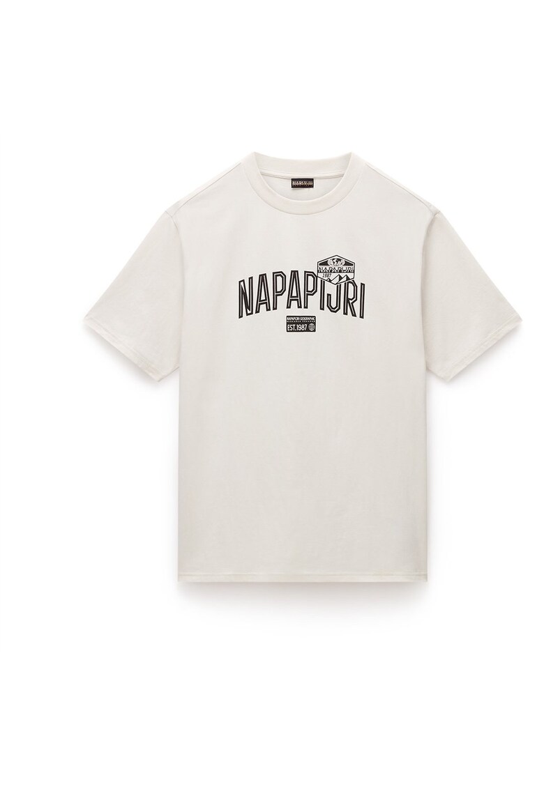 Tricou din bumbac cu decolteu la baza gatului Funes - Bej deschis