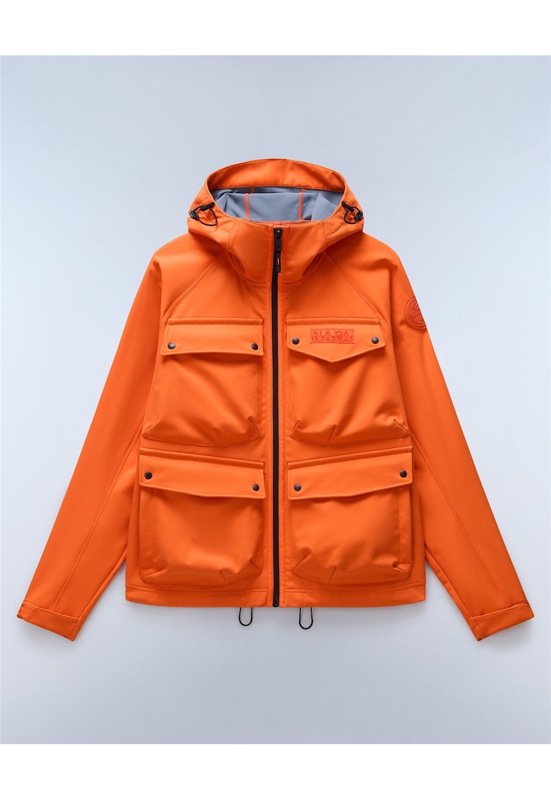 Jacheta impermeabila cu gluga si buzunare aplicate Rivalto -