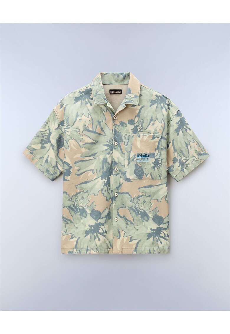 Camasa din bumbac cu imprimeu tropical Talla