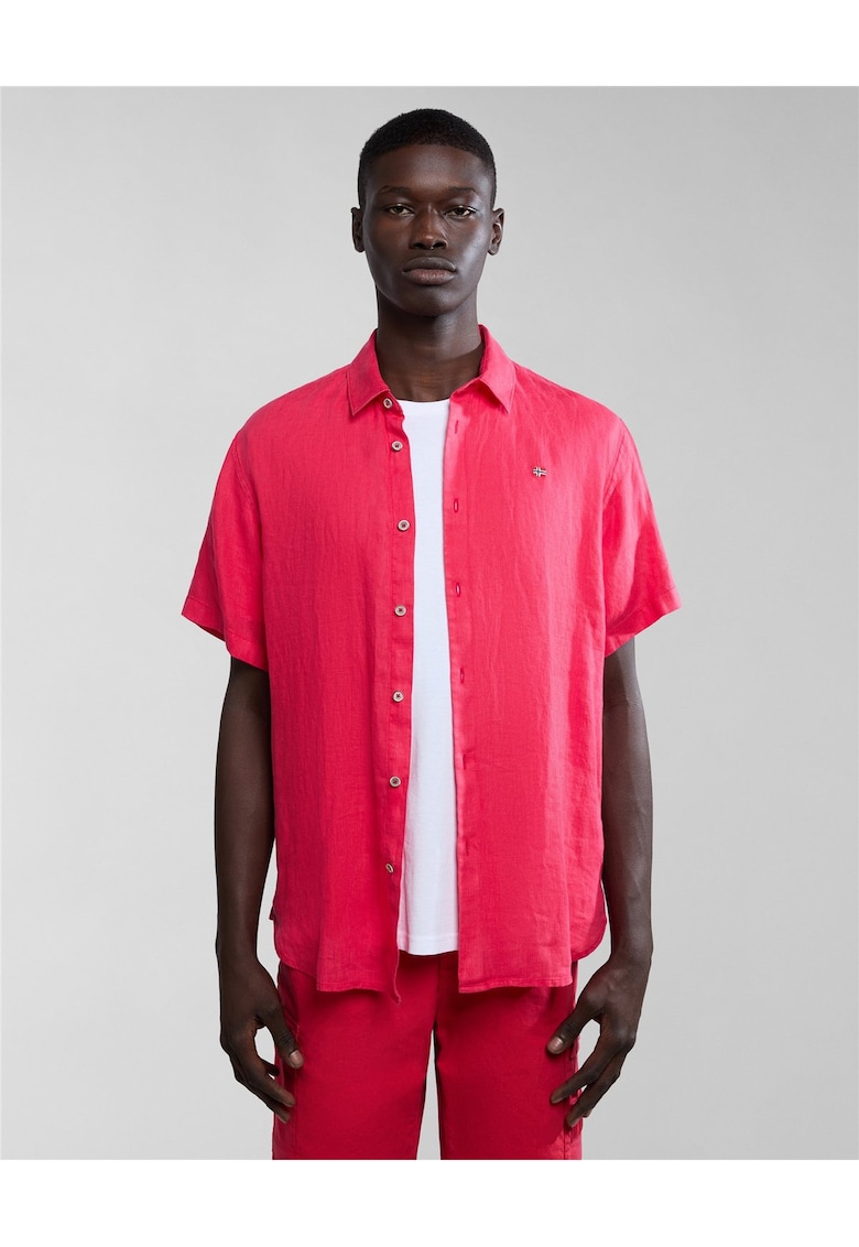 Camasa din in uni - cu maneca scurta