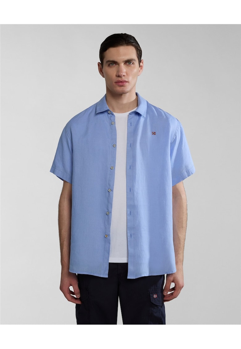 Camasa din in cu maneca scurta