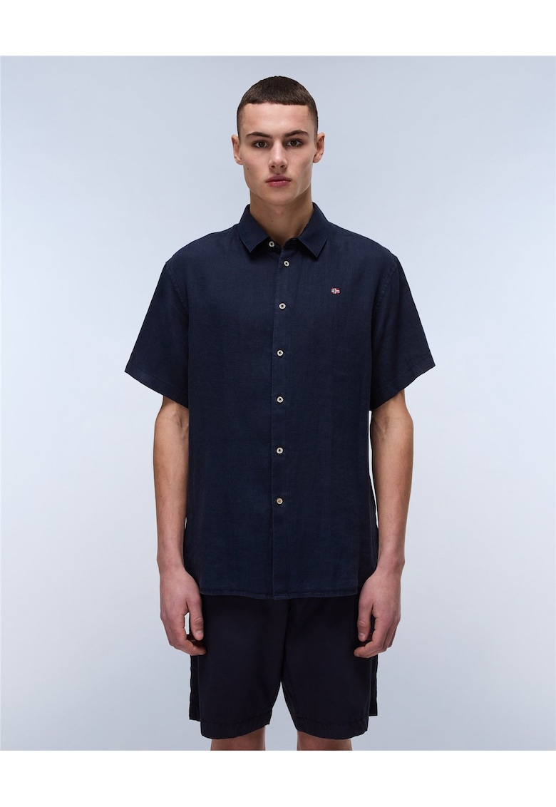 Camasa uni din in - cu maneca scurta