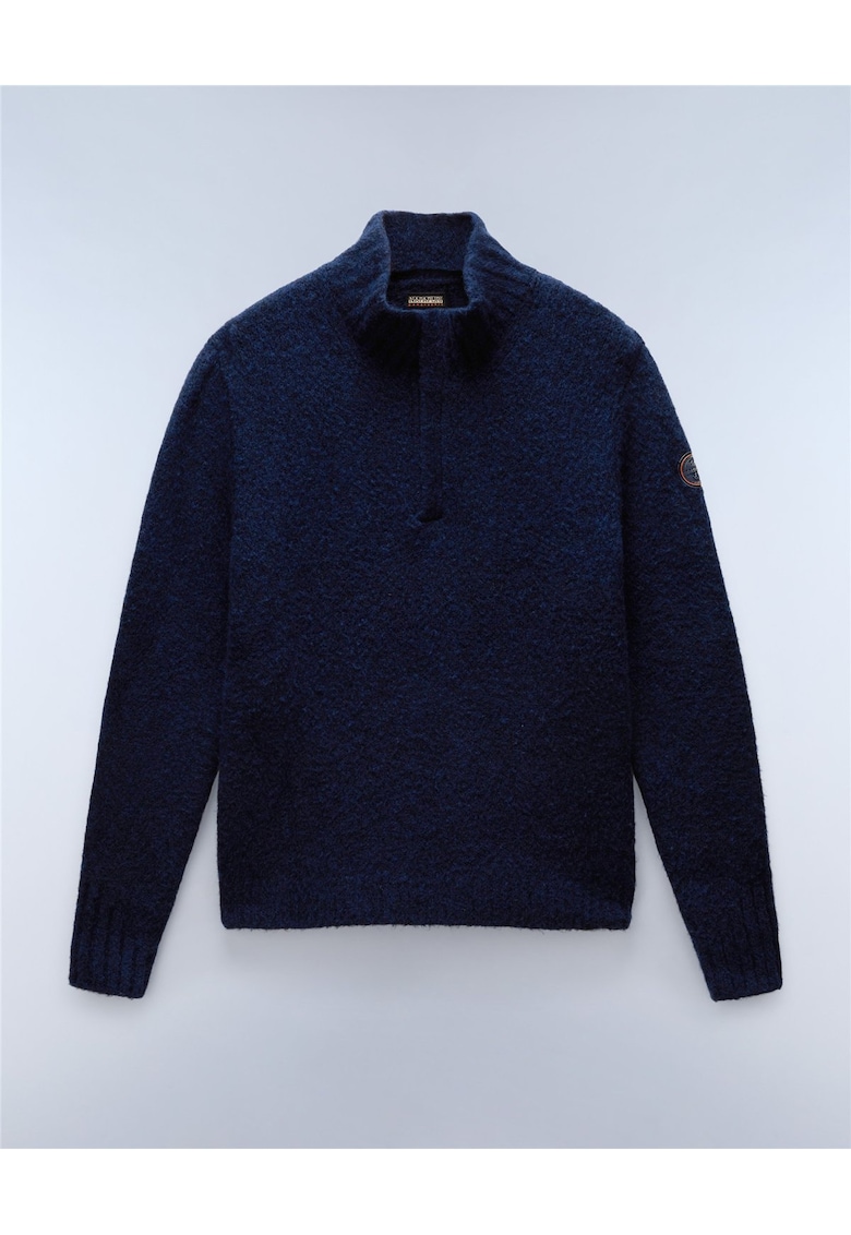 Pulover din amestec de lana boucle cu fenta cu fermoar Velan -