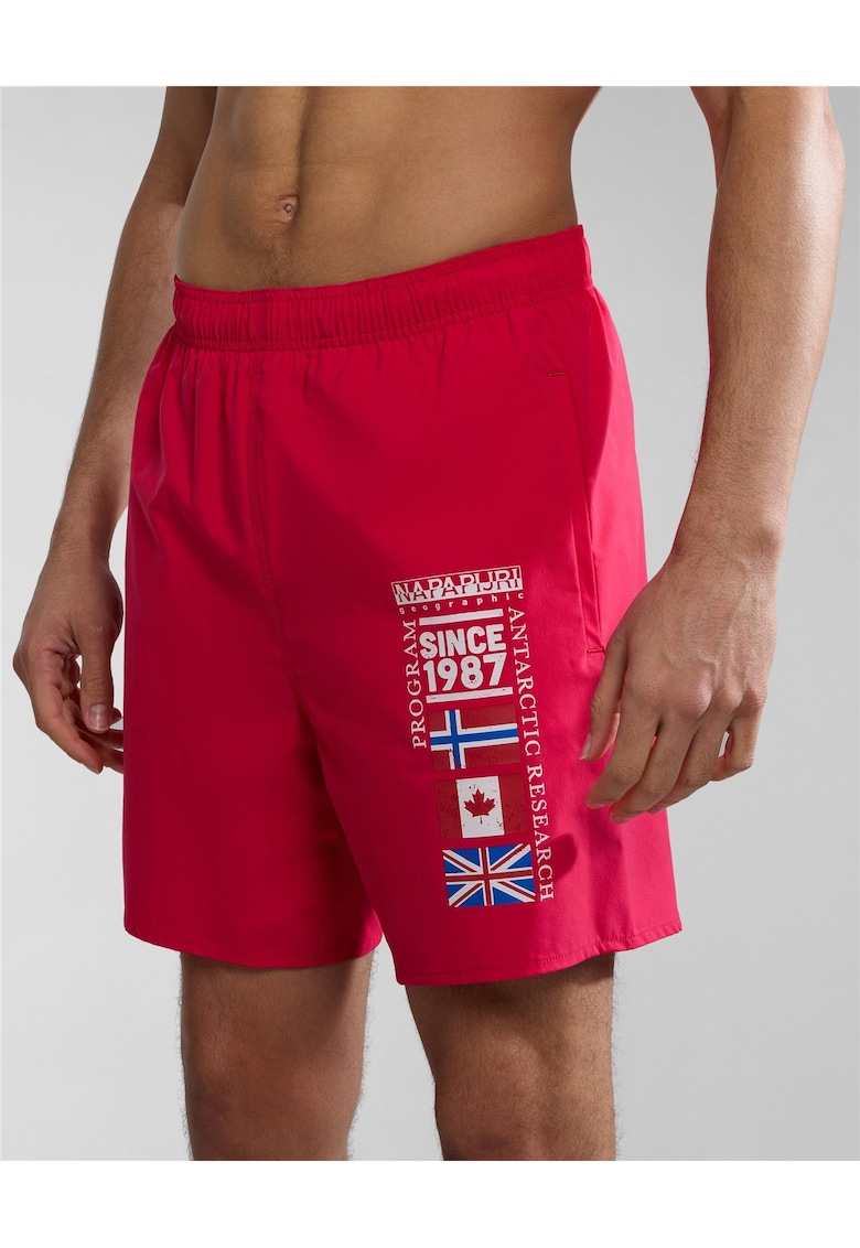 Pantaloni de baie cu imprimeu logo Sahtu