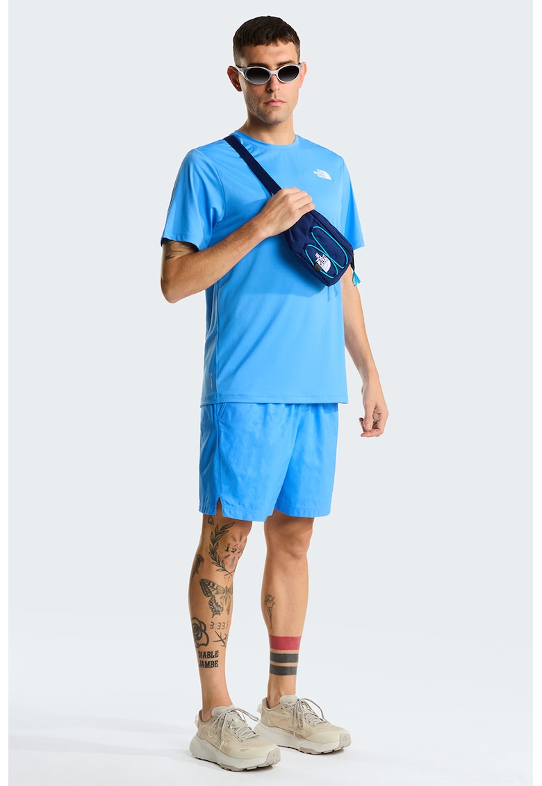 Tricou regular fit cu detaliu logo pentru fitness 24/7 - Albastru glaciar