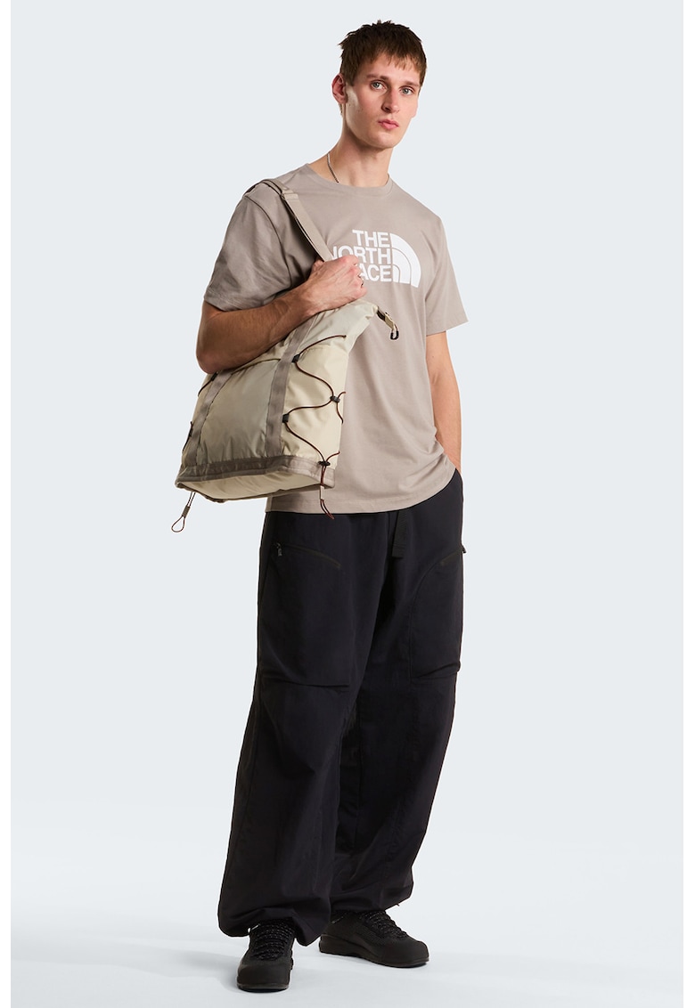 Tricou cu decolteu la baza gatului si imprimeu logo Evolution - Maro taupe deschis