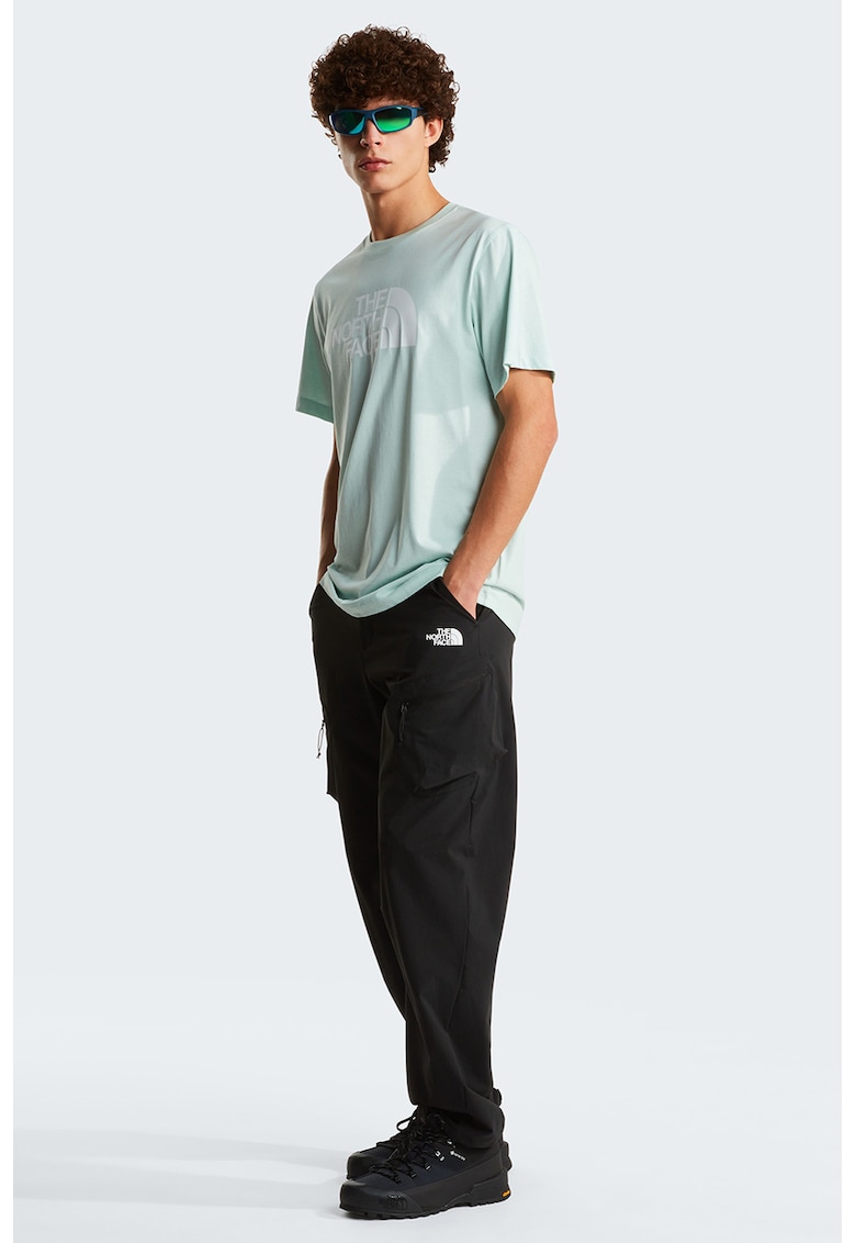 Tricou cu decolteu la baza gatului si imprimeu logo Evolution - Verde pal