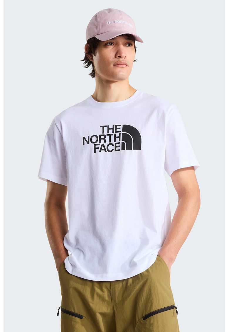 Tricou cu decolteu la baza gatului si imprimeu logo Evolution - Alb