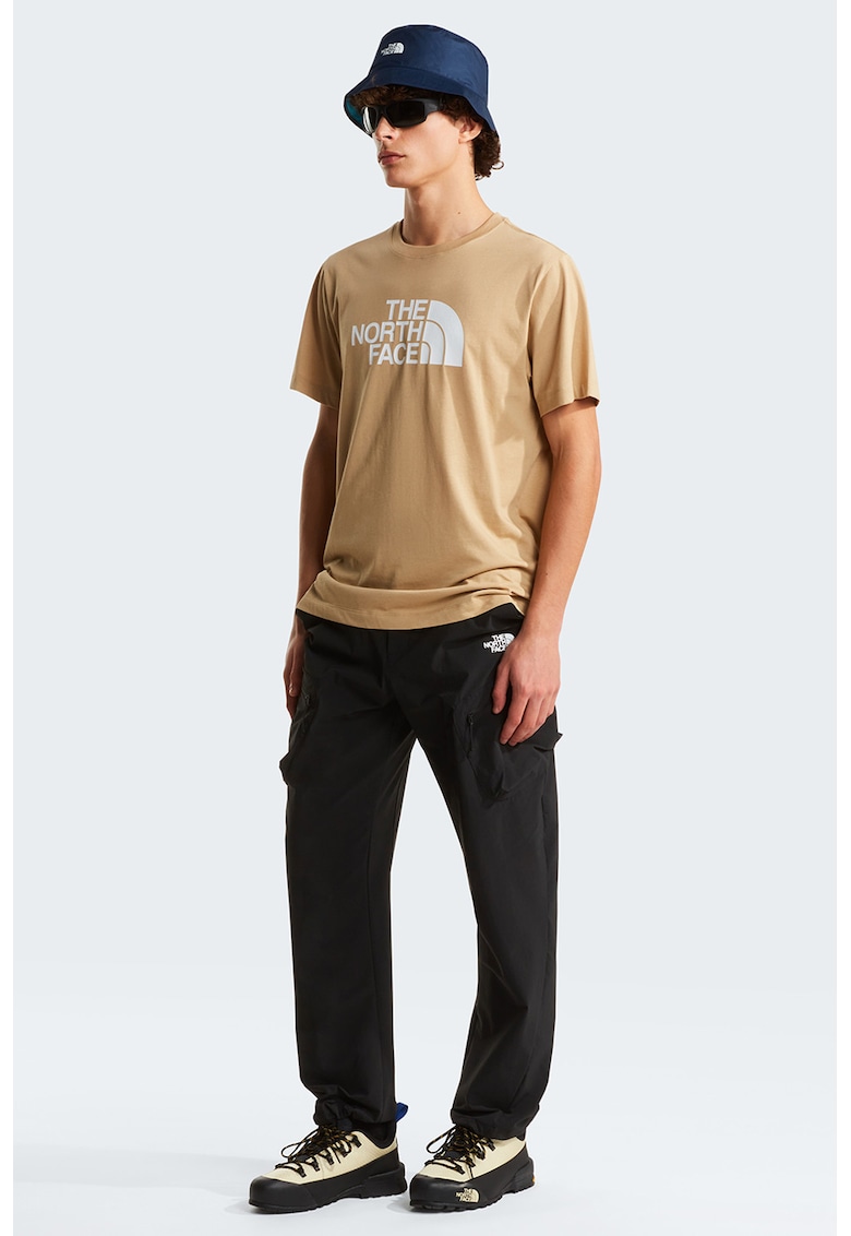 Tricou cu decolteu la baza gatului si imprimeu logo Evolution - Maro camel