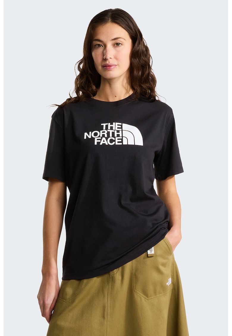 Tricou cu decolteu la baza gatului si imprimeu logo Evolution - Negru