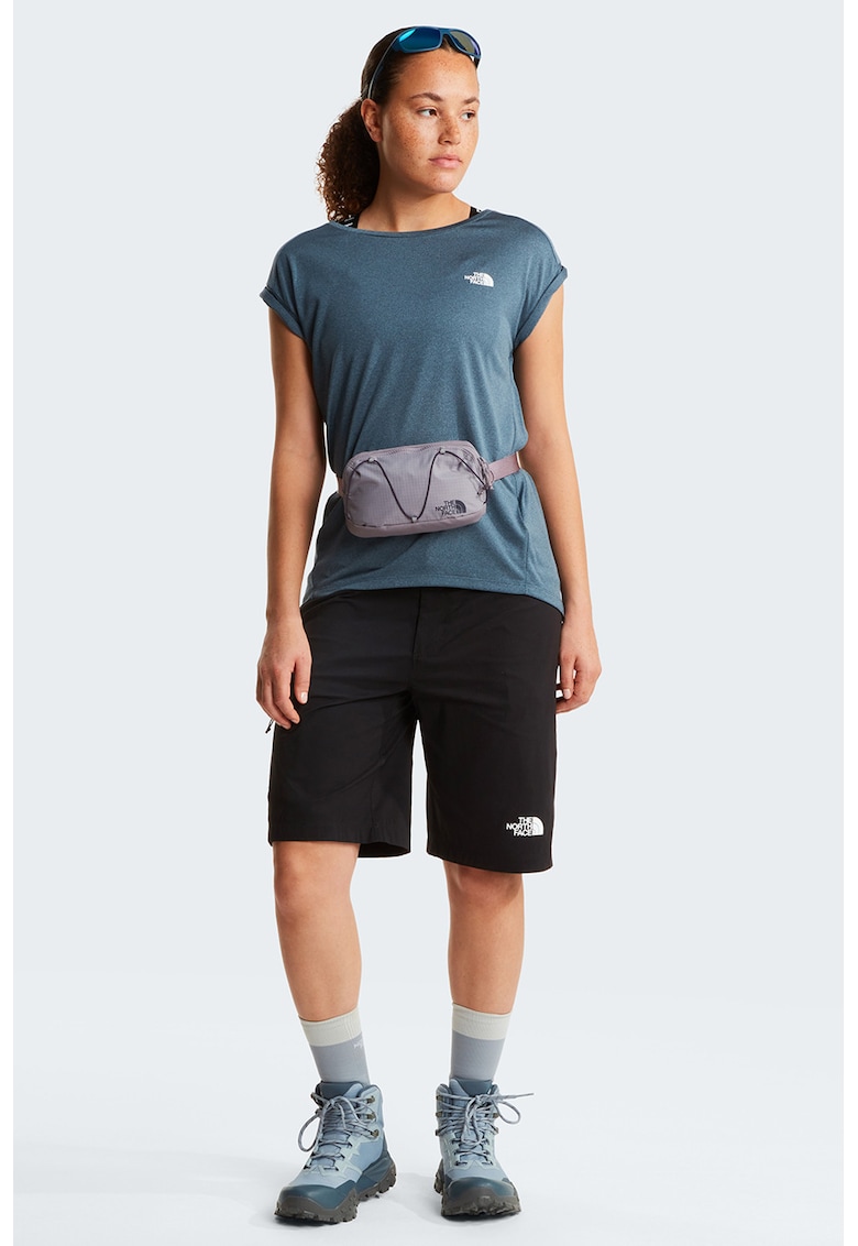 Tricou cu decolteu rotund si detaliu logo pentru fitness W Tanken - Gri carbune