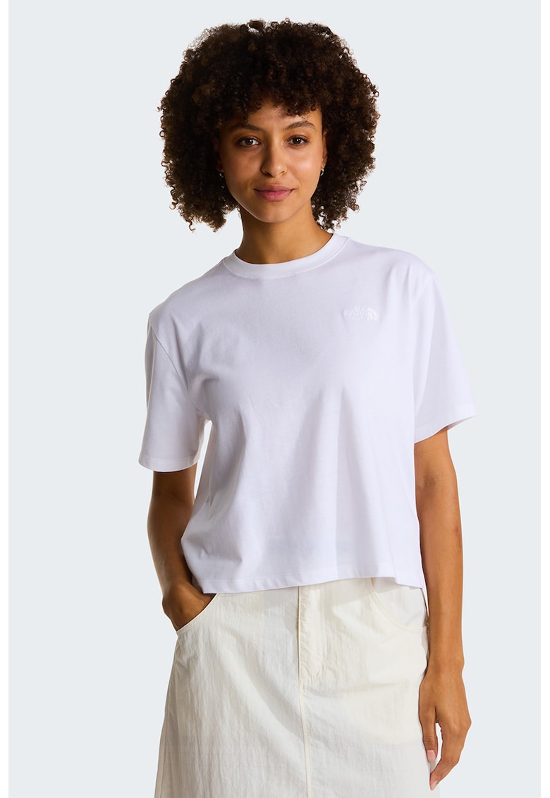 Tricou crop cu logo Evolution Dome - Alb optic