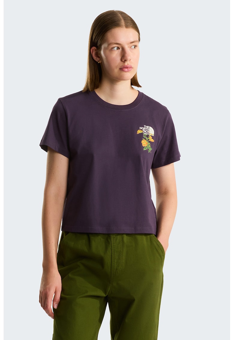 Tricou regular fit Flora Embro - Verde/Portocaliu/Violet pruna
