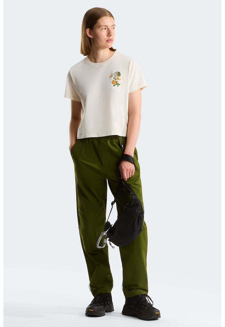 Tricou regular fit Flora Embro - Portocaliu/Verde aquamarin/Alb murdar